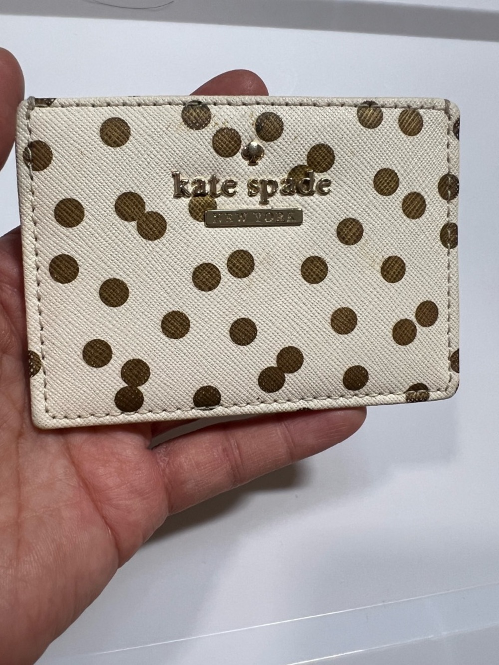 kate spade Cream Cardholder with Brown Polka Dots